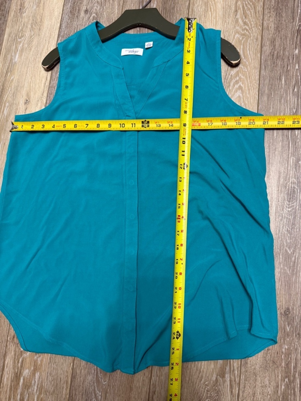 Great Northwest Clothing Company Teal Sleeveless V-Neck Blouse - Picture 4 of 5